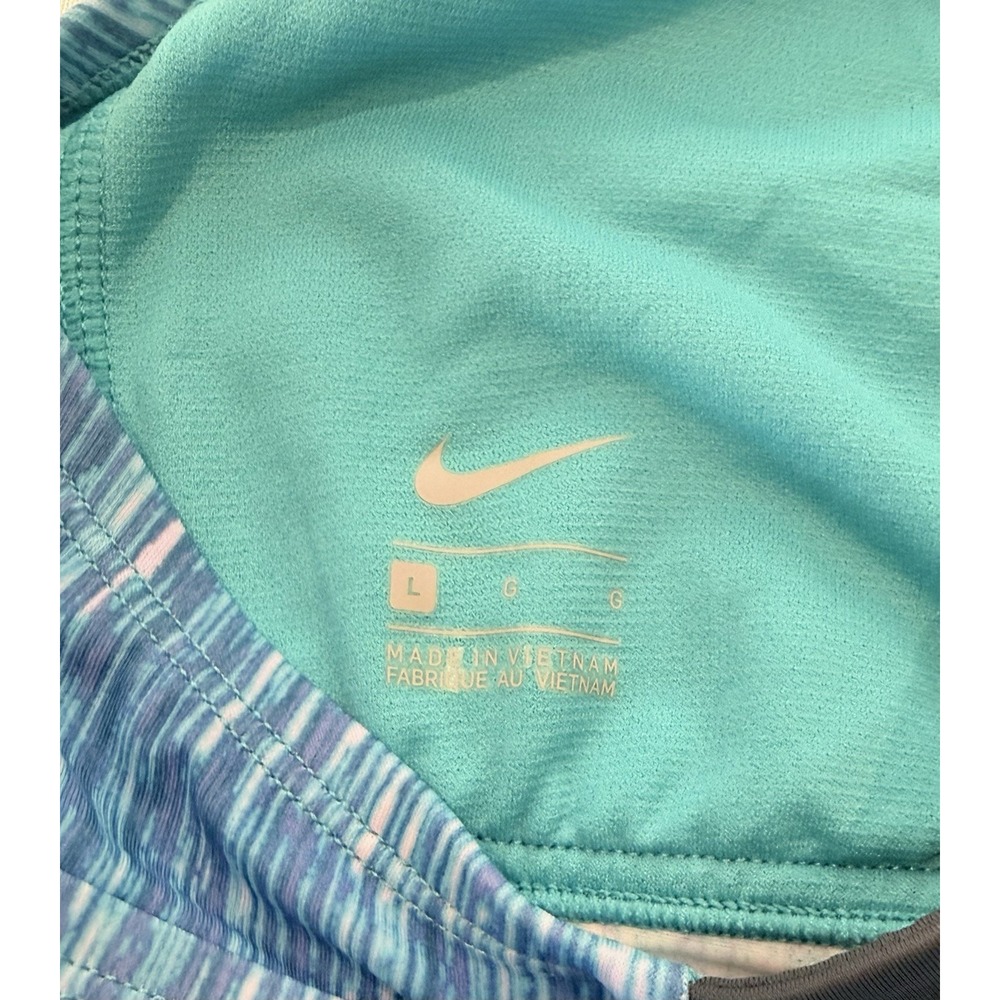 Nike Dri-FIT Blue Print Women's Athletic Tank Top Built-In Bra Size Large - Picture 3 of 4